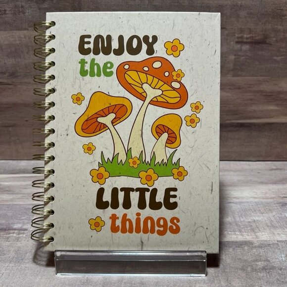 Mushroom-Themed Spiral Notebook 6.3" x 8.6" Enjoy The Little Things 150 Lined Pa - Picture 1 of 6